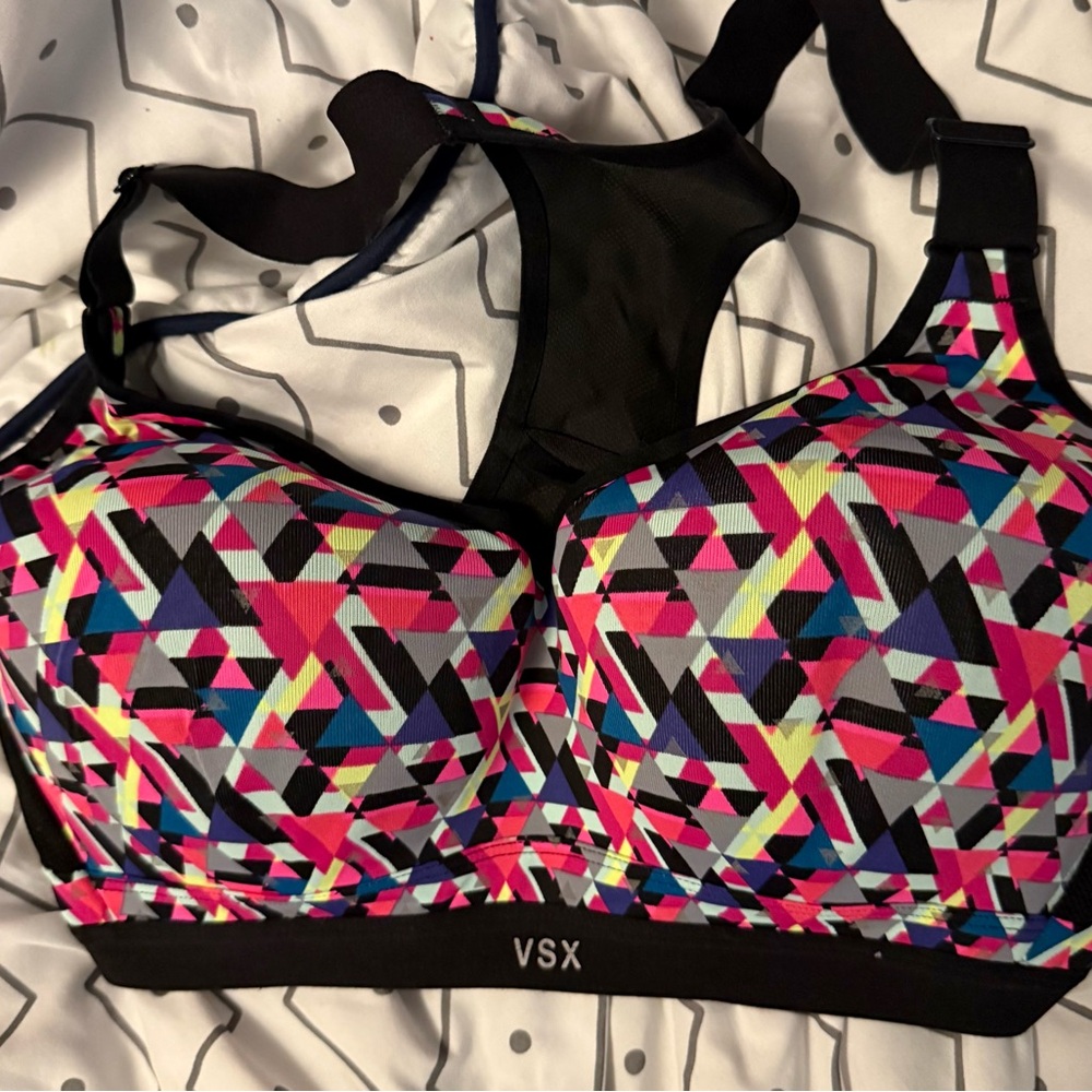 Victoria's Secret VSX Geometric Sports Bra - Pink, Blue, Yellow